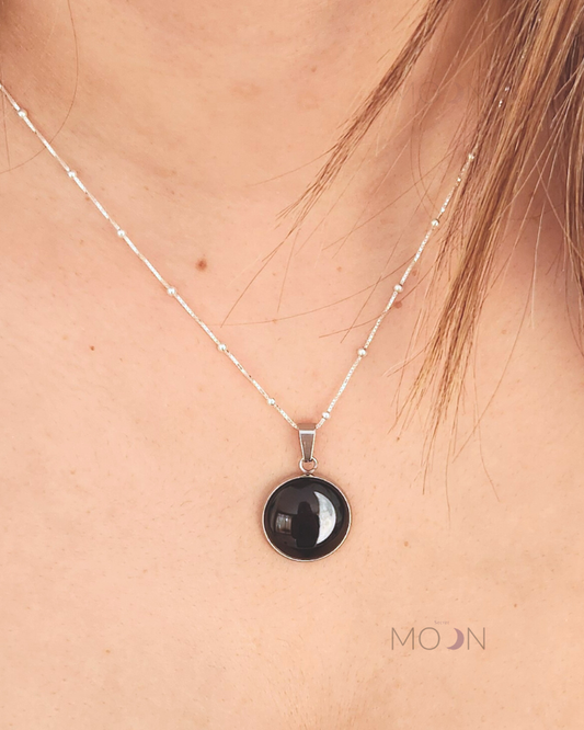 Luna Menguante + Cadena de acero quirúrgico o plata 925