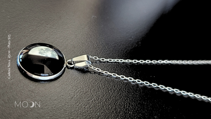 Luna cuarto creciente - Cadena de acero quirúrgico o plata 925