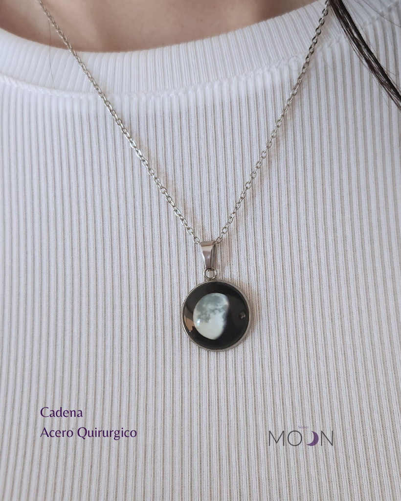 Luna Gibosa Creciente  - Cadena de acero quirúrgico