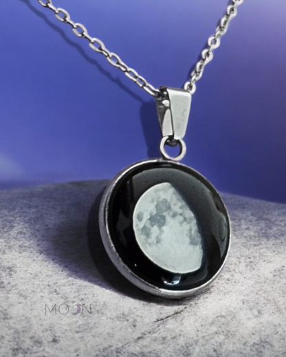 Luna Gibosa Creciente  - Cadena de acero quirúrgico